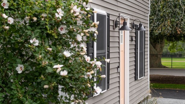 A house with exterior lighting fixtures, a window, and a tree. - 3 BR in the Heart of Middletown, Minutes from Beach! (Middletown)
