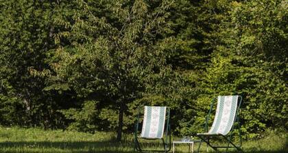 Shepherds hut in a green setting near Guèdelon