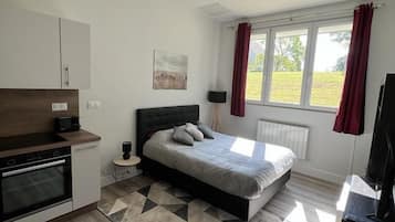 1 slaapkamer, een strijkplank/strijkijzer, wifi, beddengoed