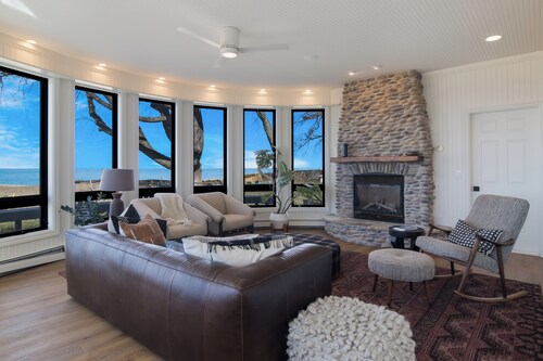 Beachfront Home on Lake Michigan beach. Spectacular sunsets, walk to downtown.