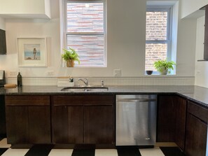 Fridge, microwave, oven, stovetop - Newly-renovated historic home in Logan Square (Chicago)