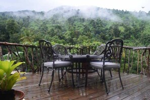 Outdoor dining - El Yunque Waterfalls, forest  & river tiny house (sector Camino Viejo)
