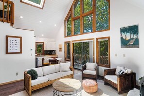 Smart TV, fireplace, table tennis, books