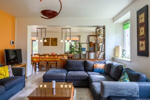 TV, lareira, DVD player