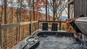 Outdoor spa tub - Sunrise and Stardust - Hot Tub | Mountain Views | Screened Porch | (Morganton)