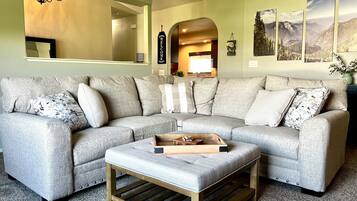 智能电视、壁炉、书、影片库