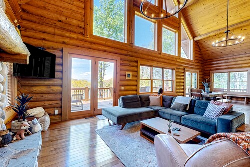 Lake & mountain view home with decks, & fireplaces - dog-friendly