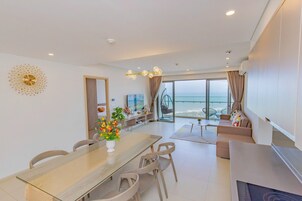 Premium Apartment, 3 Bedrooms, Ocean View | Living area | Flat-screen TV, Netflix, streaming services