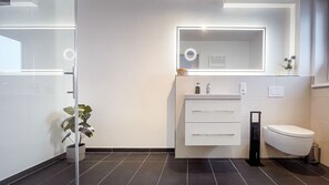 Regadera, secadora de cabello, toallas, jabón 