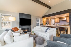 Smart TV, fireplace, video games, ping pong