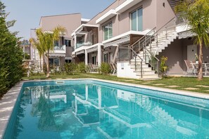 Two-Bedroom Loft with Pool Access | Balcony view - Anastasia Residential Complex (Pangaio)