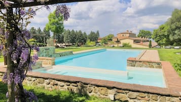Außenpool (je nach Saison geöffnet), Sonnenschirme, Liegestühle