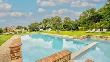 Außenpool (je nach Saison geöffnet), Sonnenschirme, Liegestühle