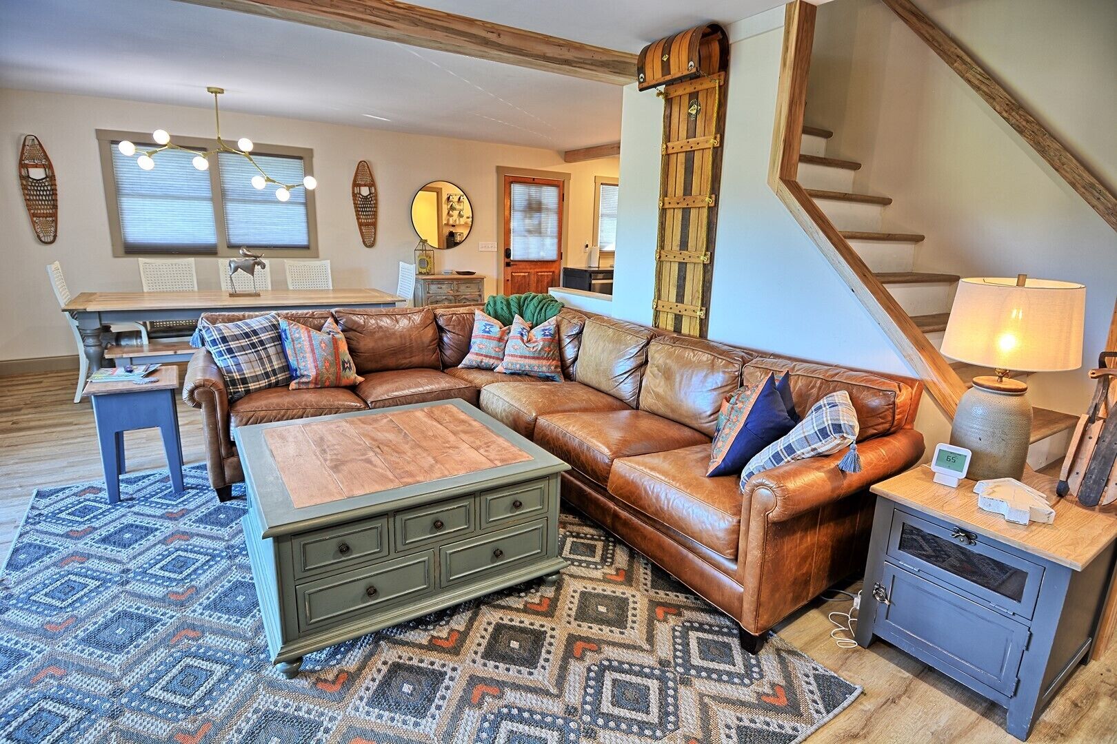 Smart TV, fireplace, foosball