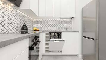 Réfrigérateur, four, plaque de cuisson, lave-vaisselle