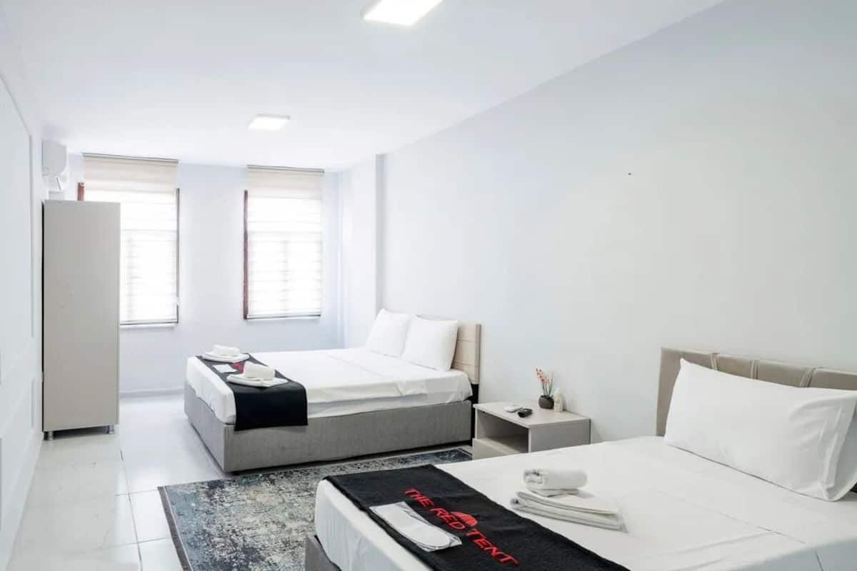 1 bedroom, blackout curtains, soundproofing, iron/ironing board
