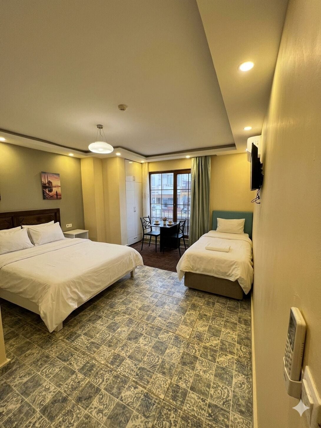 1 bedroom, blackout curtains, soundproofing, iron/ironing board