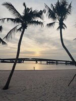 On the beach, white sand