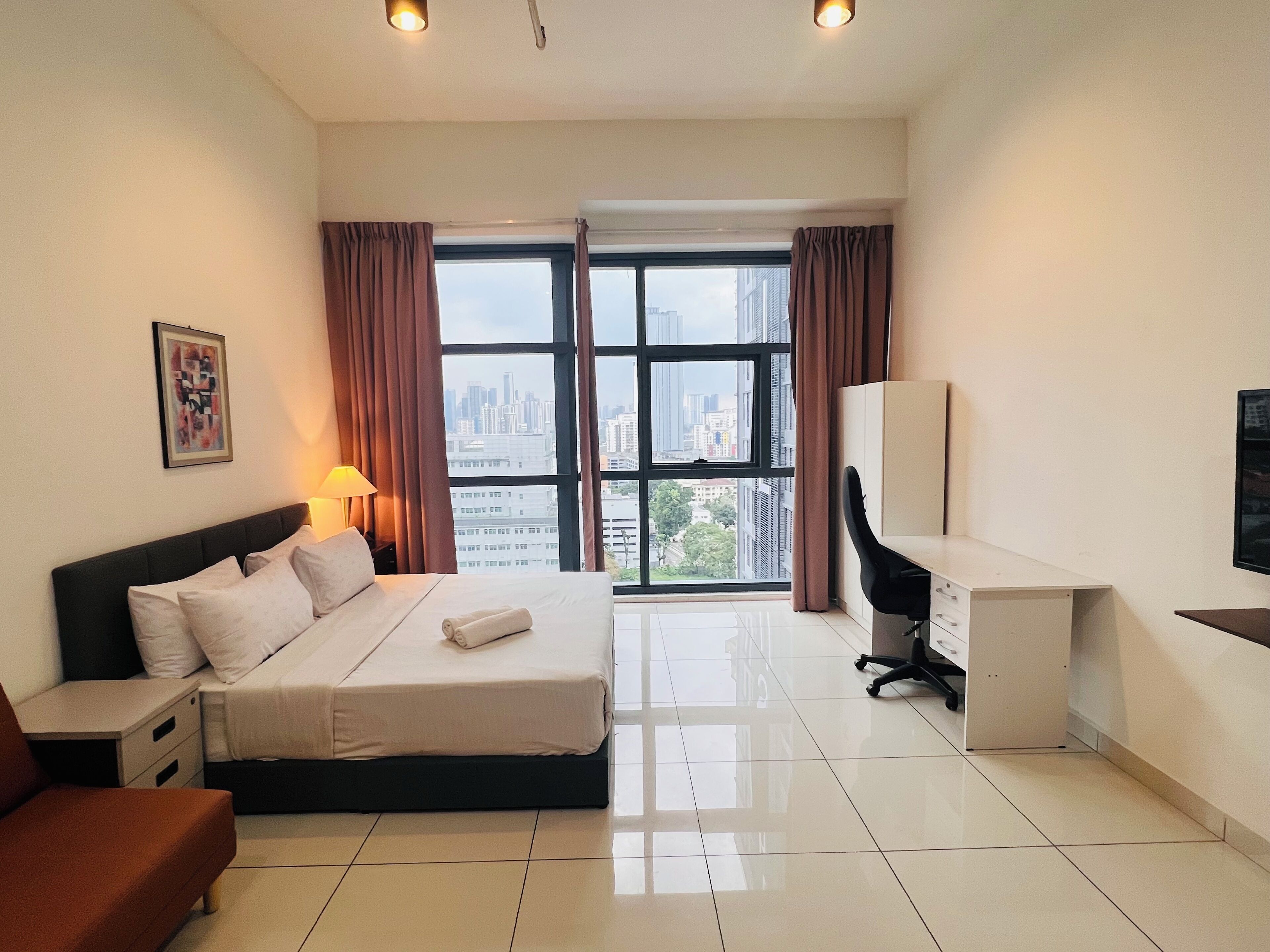 Economy-studio | 1 makuuhuone, egyptinpuuvillaiset lakanat, ylelliset vuodevaatteet