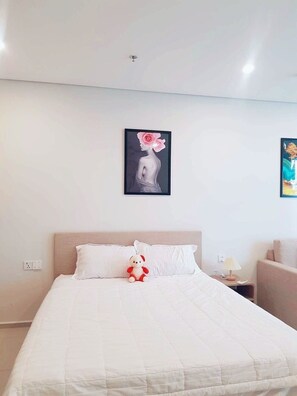 1 slaapkamer, een strijkplank/strijkijzer, wifi, beddengoed