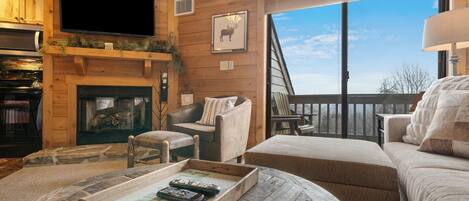 TV, fireplace, video games