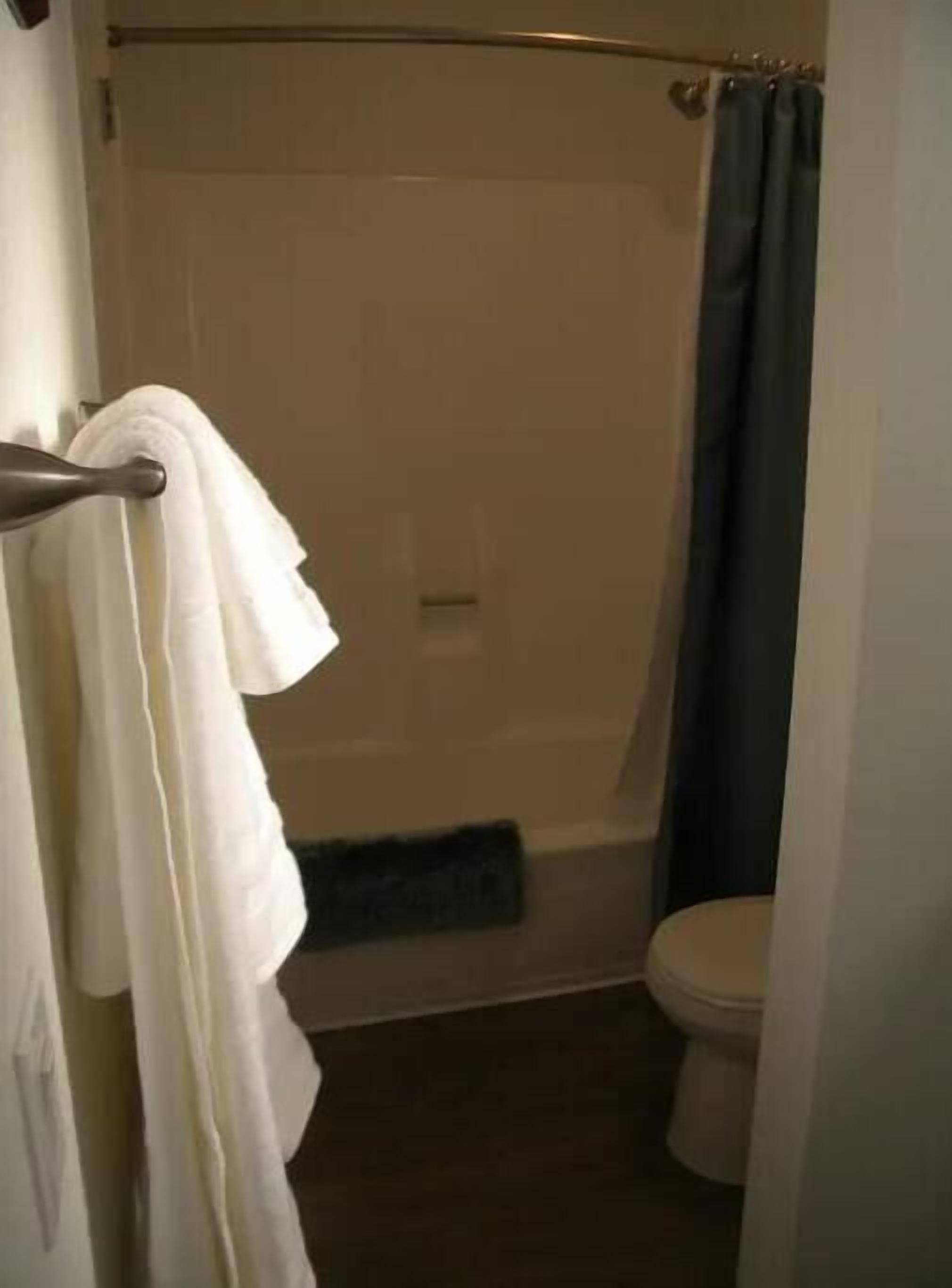 Hårtork, handdukar, tvål och toalettpapper