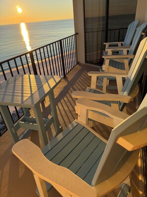Property grounds - Sunset Getaways PCB T2-910 at Edgewater: Balcony with access from Master Bedroom (Panama City Beach)