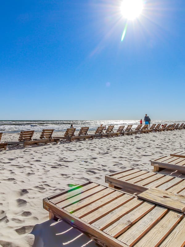 On the beach, white sand