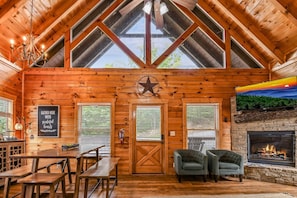 Family Cabin | Living room | 50-inch flat-screen TV with digital channels, DVD player - Grand Mountain View Lodge By Ghosal Luxury Lodging (Sevierville)