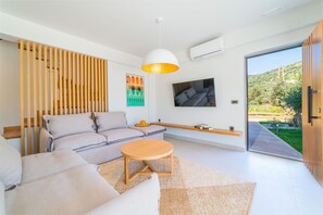 Exclusive Villa, 2 Bedrooms, Private Pool | Living area | 55-inch Smart TV with satellite channels, Netflix, streaming services