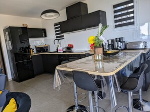 Fridge, microwave, oven, dishwasher