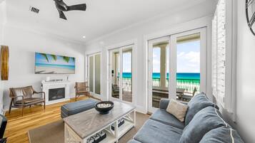 Smart TV, fireplace, video games, DVD player