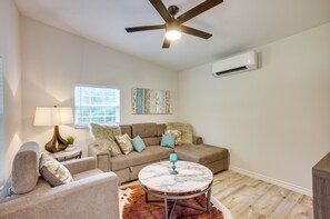 TV, fireplace - Peaceful Montgomery Vacation Rental w/ Porch! (Montgomery)