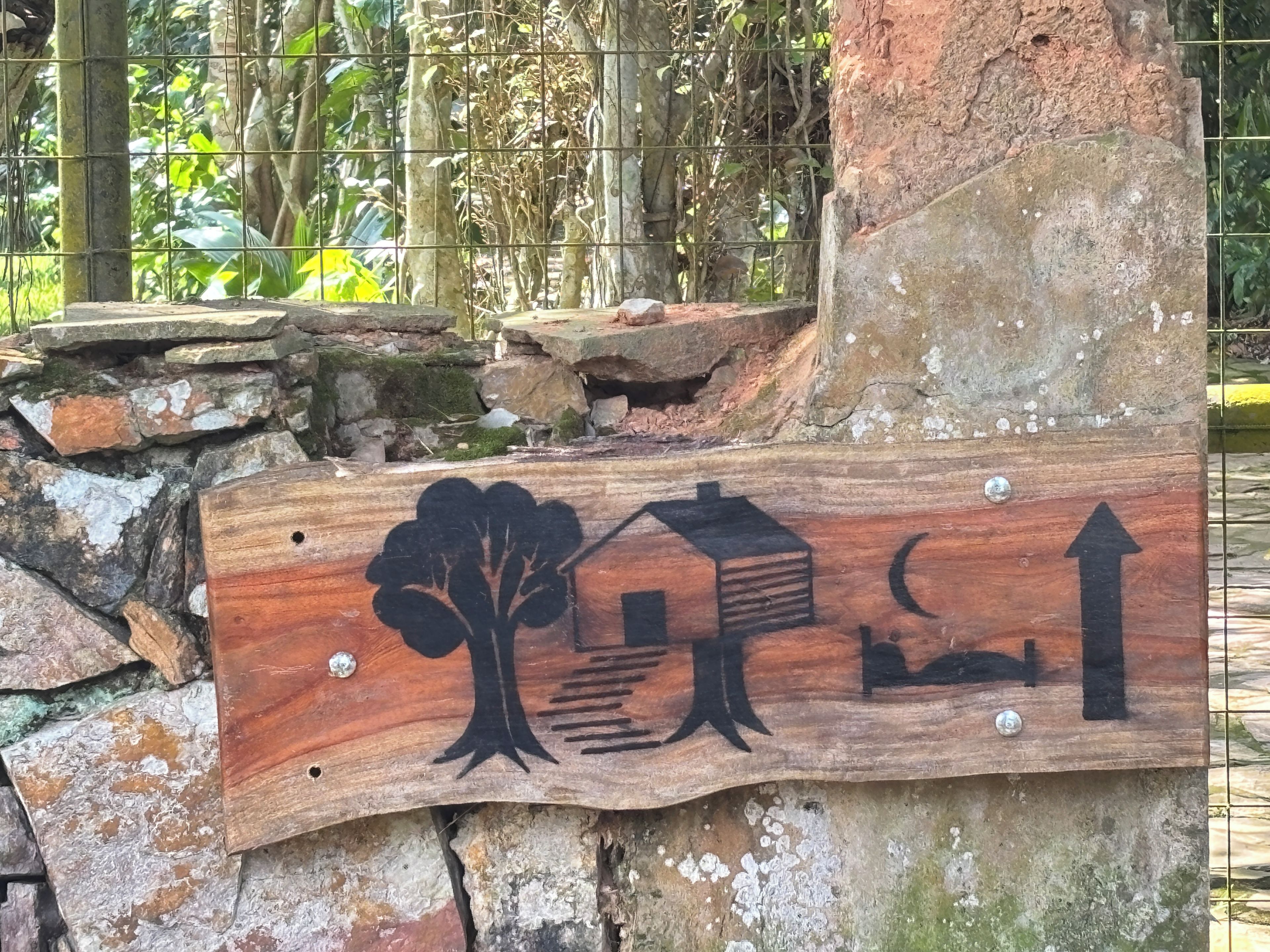 The sign on the wall at the gate into our private entrance where our B&B is.