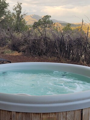 Unclassified image, 2 of 38, button - The Cerrillos Manor Romantic Casita, Hot tub, view (Los Cerrillos)
