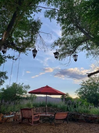 Property grounds. Romantic Adobe Casita, Hot tub, Kitchen, Woodstove, astounding views, historic.