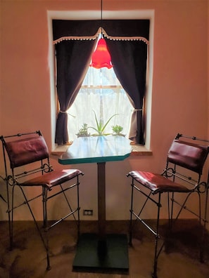 Kitchen table or workspace with a view