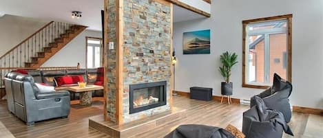 TV, fireplace, offices