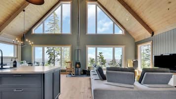 TV, fireplace, table football