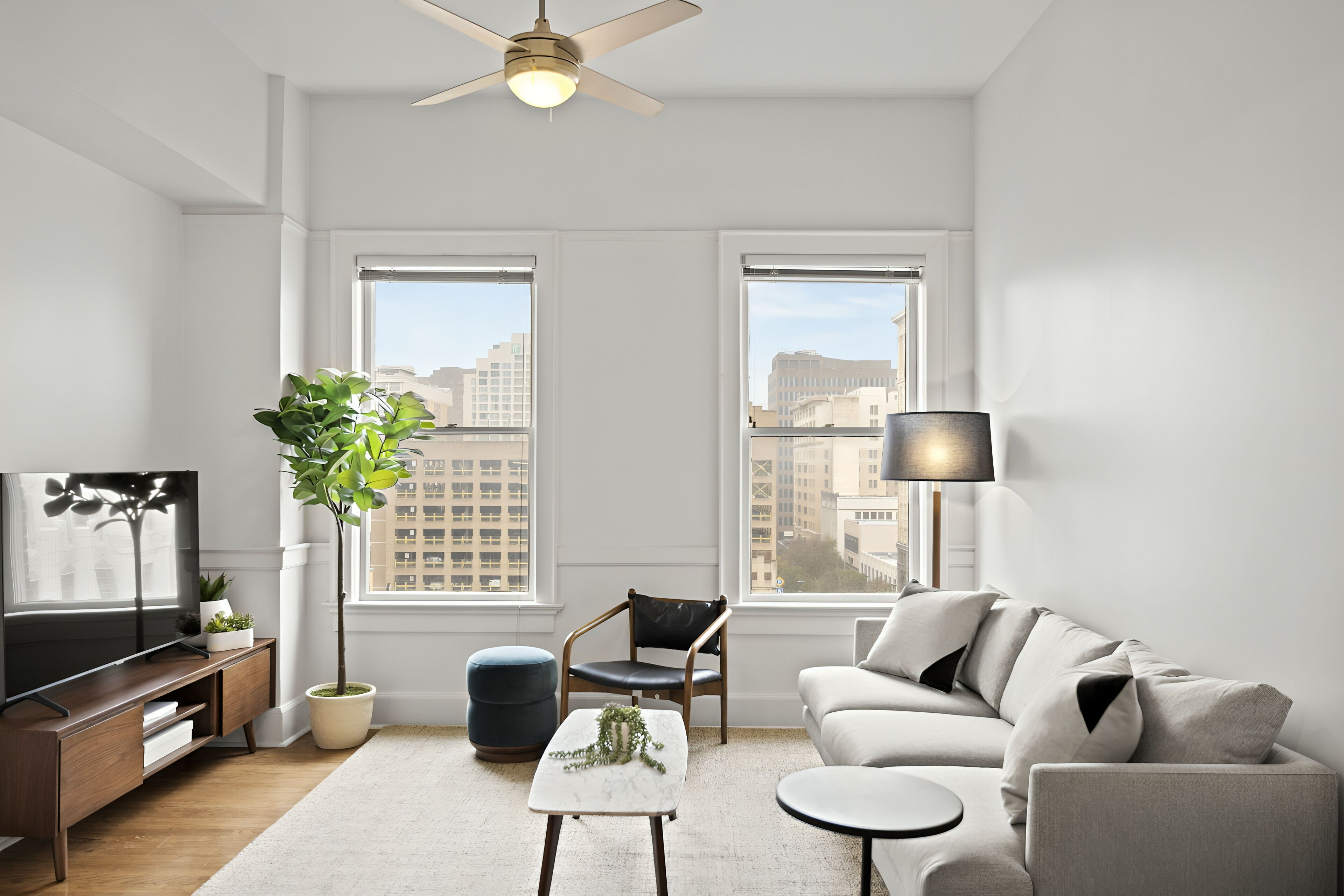 One Bedroom Apartment | Living area | 55-inch Smart TV with digital channels, Netflix, Hulu