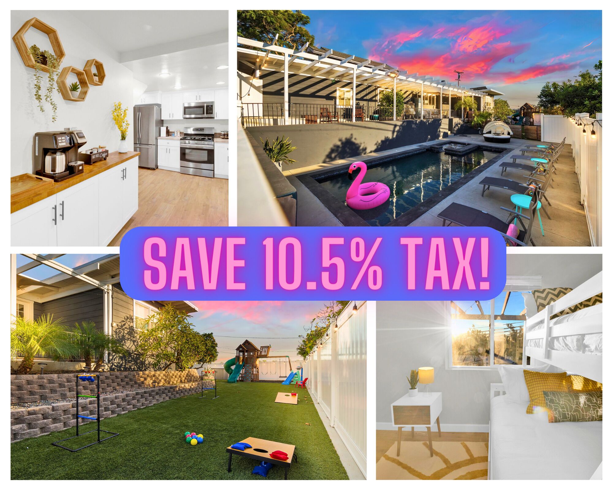 Sunset Paradise: Heated Pool/Hot Tub/Playground/Pizza Oven/BBQ/Firepit/NO TAX