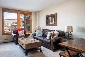 Smart TV, fireplace, DVD player