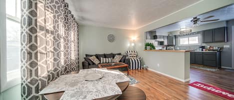 TV, DVD player, books