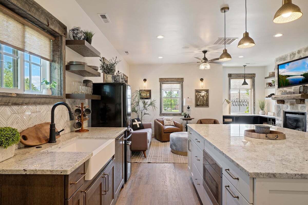 Fridge, microwave, oven, dishwasher