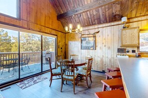 Dining - Enchanting dog-friendly cabin with large deck & fireplace - near skiing & golf (Angel Fire)