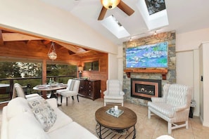 TV, fireplace, offices