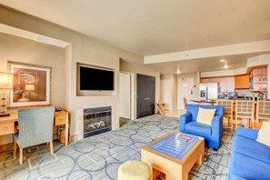 Télévision, cheminée, jeux vidéo