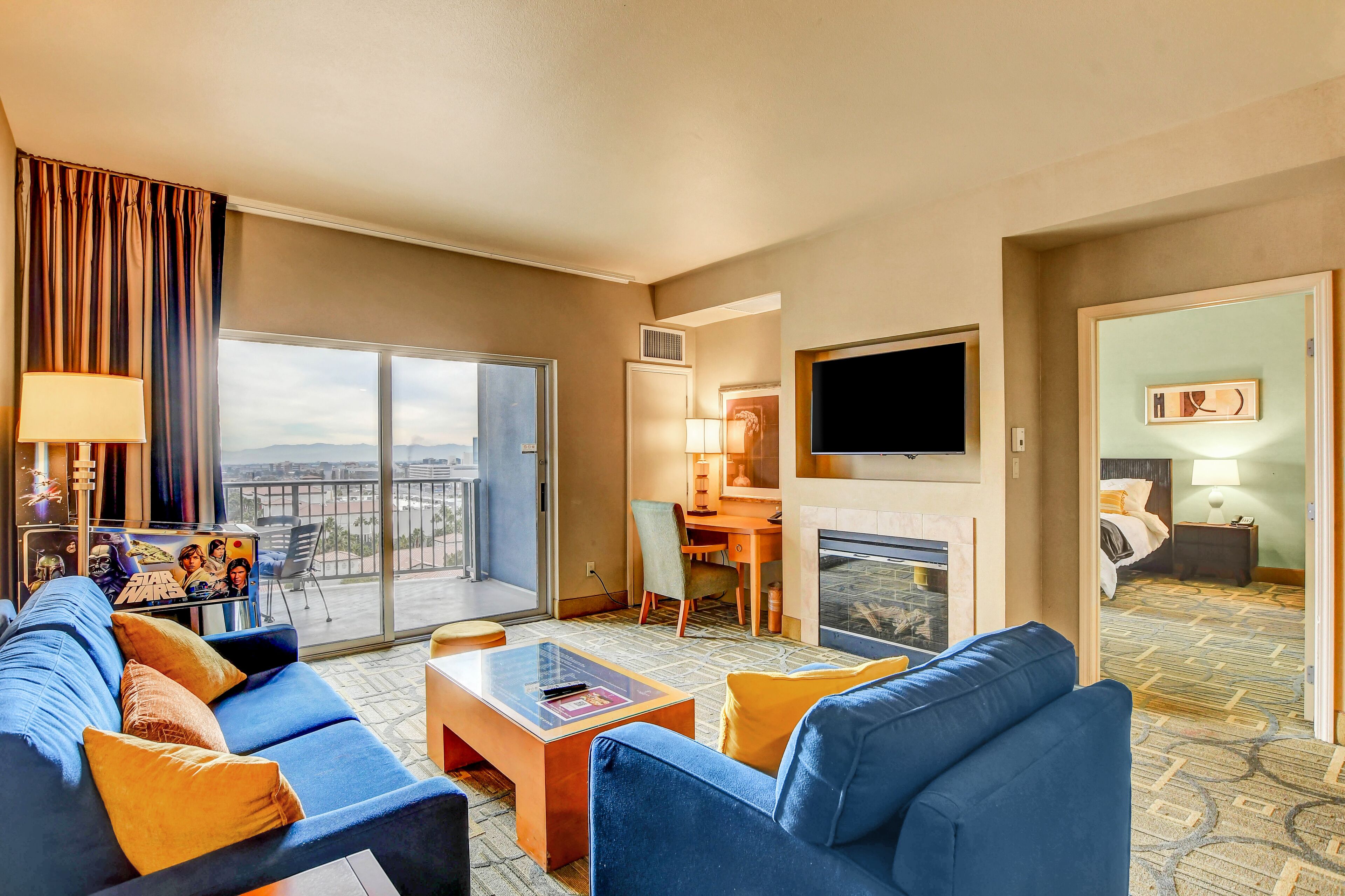 TV, fireplace, video games