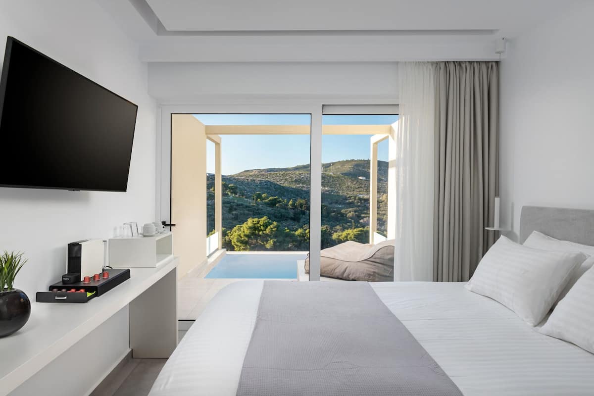 Junior Suite With Private Pool | Egyptian cotton sheets, premium bedding, pillowtop beds, minibar