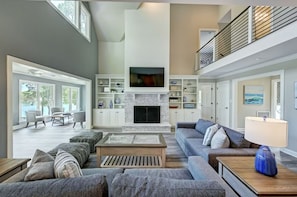 Smart TV, fireplace, video games, ping pong